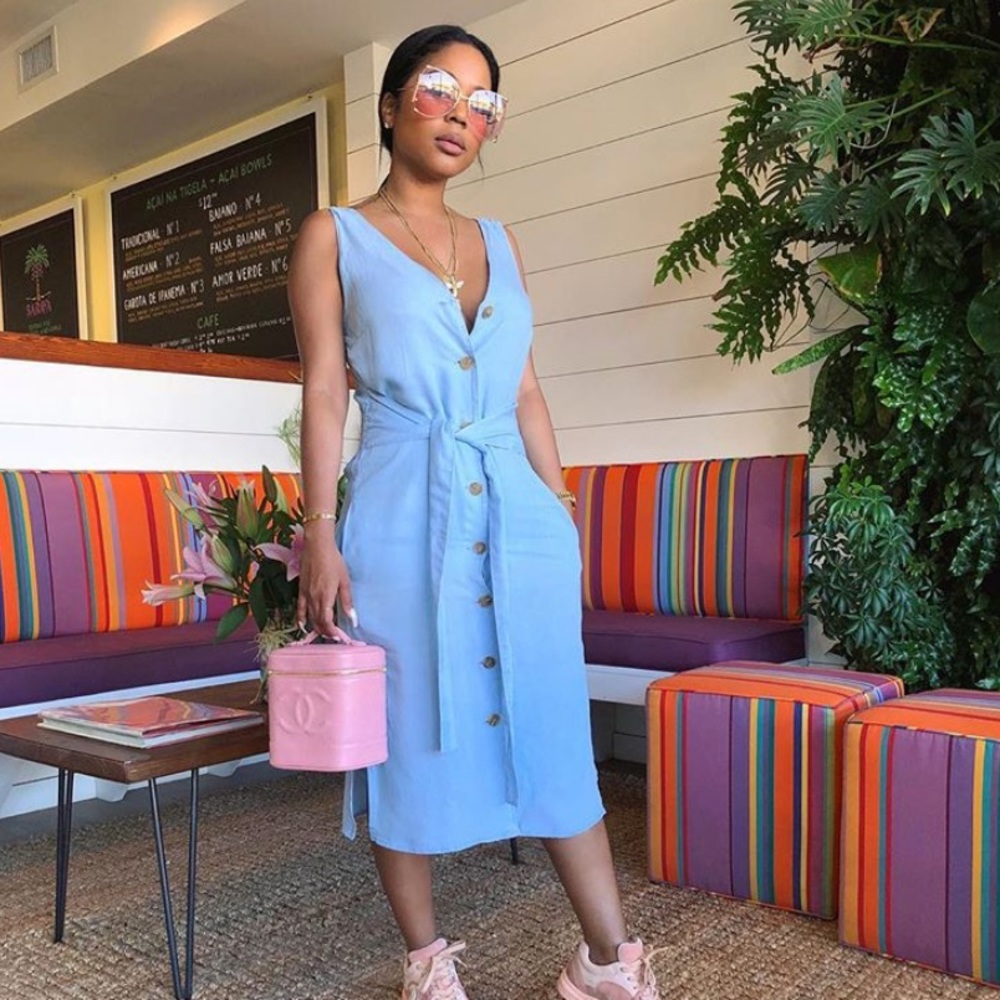 Denim slit dress